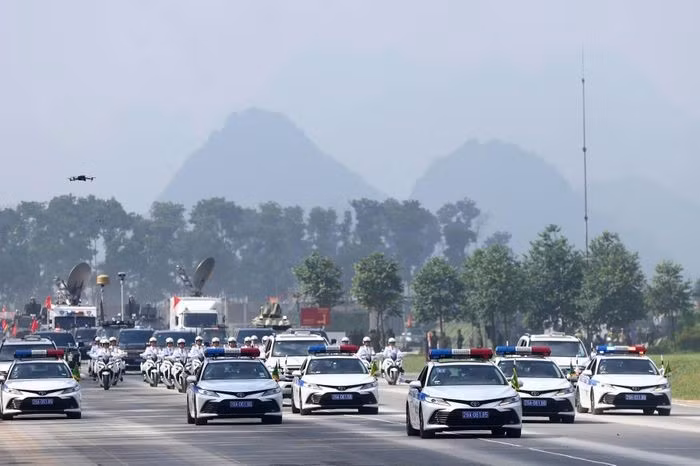 Khối xe của lực lượng Cảnh sát giao thông.