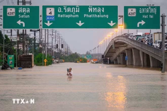 Cảnh ngập lụt tại Hat Yai, tỉnh Songkhla, Thái Lan, ngày 25/11/2025.