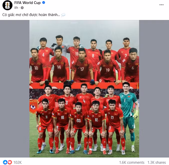 Ảnh chụp màn hình bài đăng trên tài khoản Facebook của FIFA World Cup.