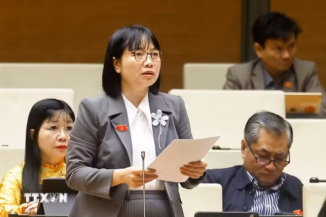 Đại biểu Quốc hội thành phố Hải Phòng Nguyễn Thị Việt Nga phát biểu. (Ảnh: Doãn Tấn/TTXVN)
