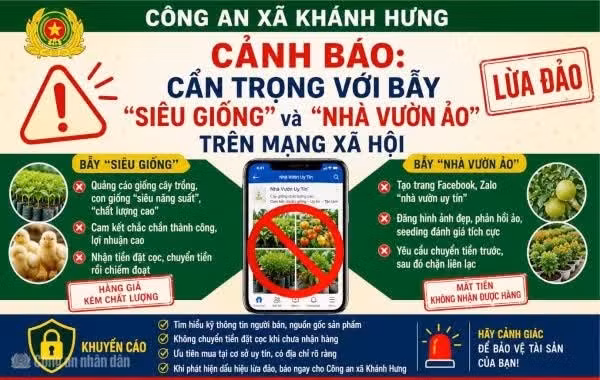 Cơ quan Công an cảnh báo thủ đoạn bán “siêu giống”, lập “nhà vườn ảo” trên mạng xã hội để lừa đảo.