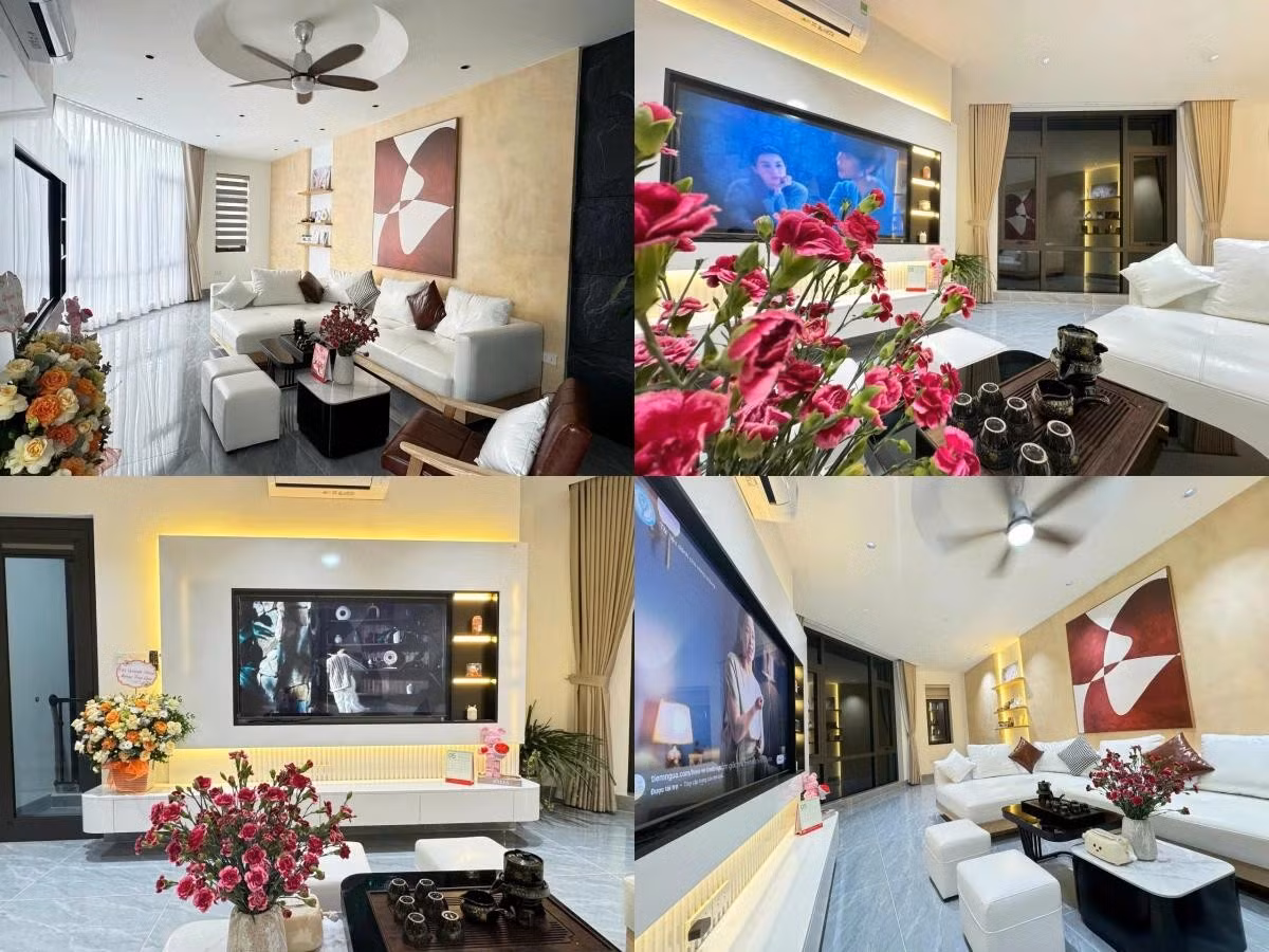 Thay vì trang trí cầu kỳ, chị Lan Anh chọn cách bày biện căn nhà ưu tiên sự gọn gàng, đơn giản, nhiều hoa tươi mang lại không khí mùa xuân