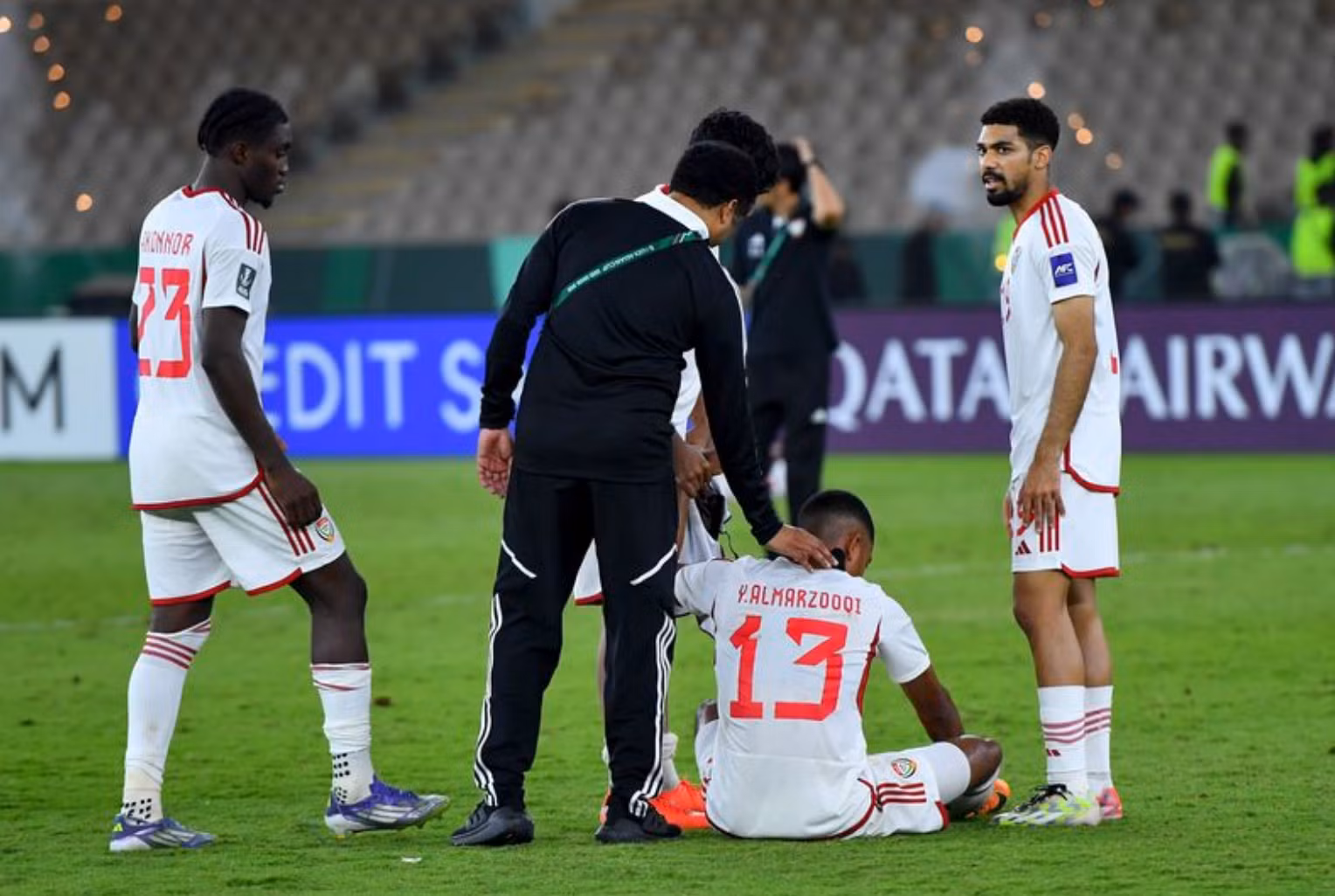 Các cầu thủ U23 UAE sau trận thua vòng tứ kết trước đội tuyển U23 Việt Nam.