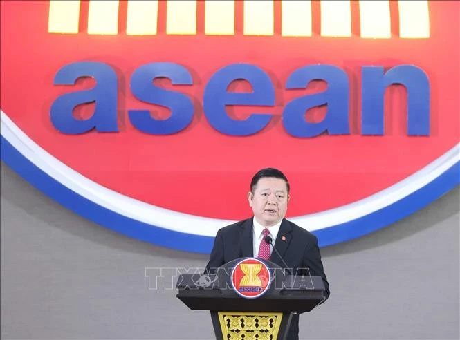 Tổng Thư ký ASEAN Kao Kim Hourn phát biểu. Ảnh: Thống Nhất/TTXVN