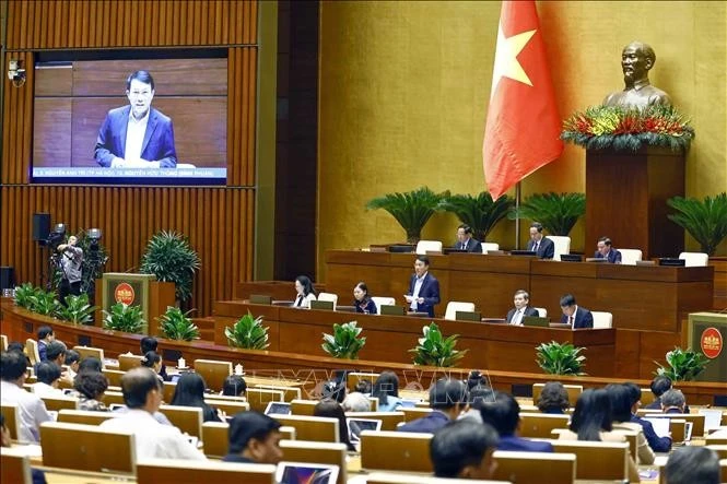 Bộ trưởng Bộ Công an Lương Tam Quang giải trình, làm rõ một số vấn đề đại biểu Quốc hội nêu, sáng 26/11. Ảnh: Doãn Tấn/TTXVN