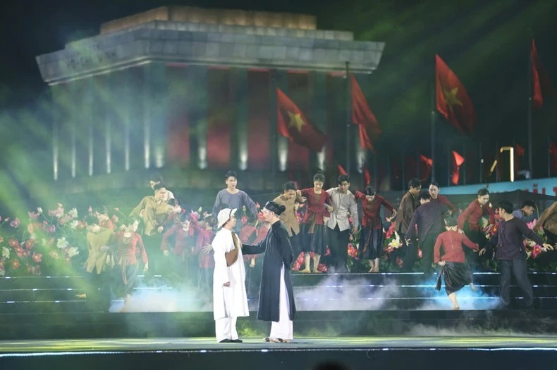 Cảnh trong hoạt cảnh “Cha con vì nghĩa lớn”.