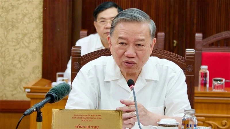 Tổng Bí thư Tô Lâm chủ trì cuộc họp. Ảnh: Vov