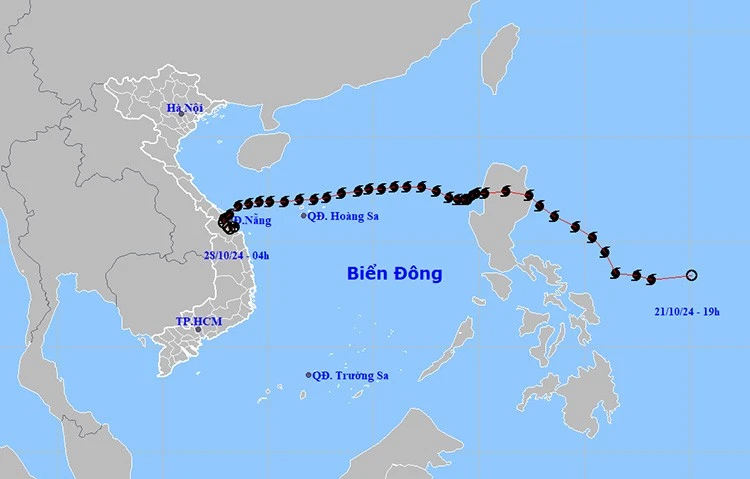 Vị trí của áp thấp nhiệt đới. Ảnh: NCHMF