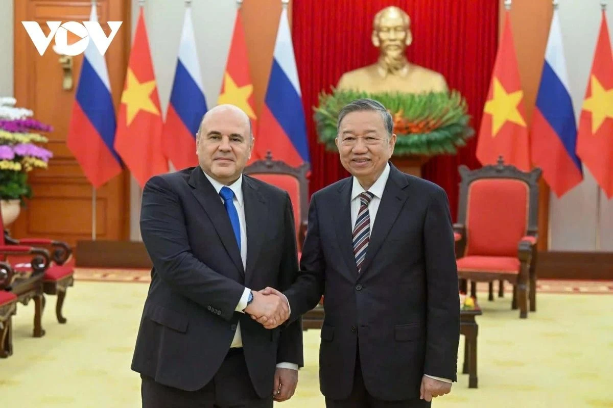 Tổng Bí thư Tô Lâm tiếp Thủ tướng Liên bang Nga Mikhail Vladimirovich Mishustin.