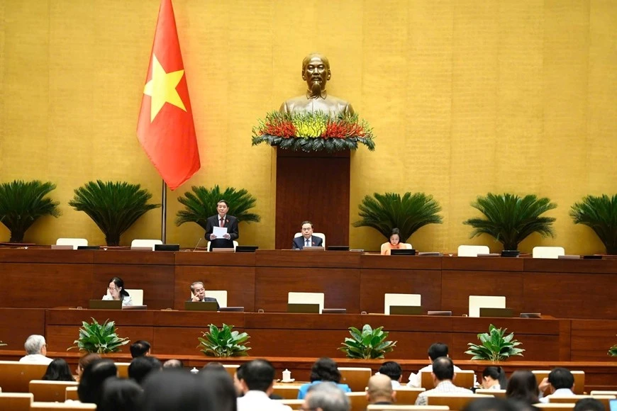 Quang cảnh phiên họp ngày 12/5 tại Kỳ họp thứ chín, Quốc hội khóa XV. Ảnh: TRỌNG HẢI