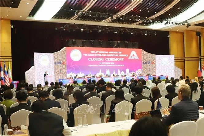Toàn cảnh Lễ bế mạc AIPA-45 tại thủ đô Viêng Chăn, Lào. Ảnh: Xuân Tú/PV TTXVBN tại Lào