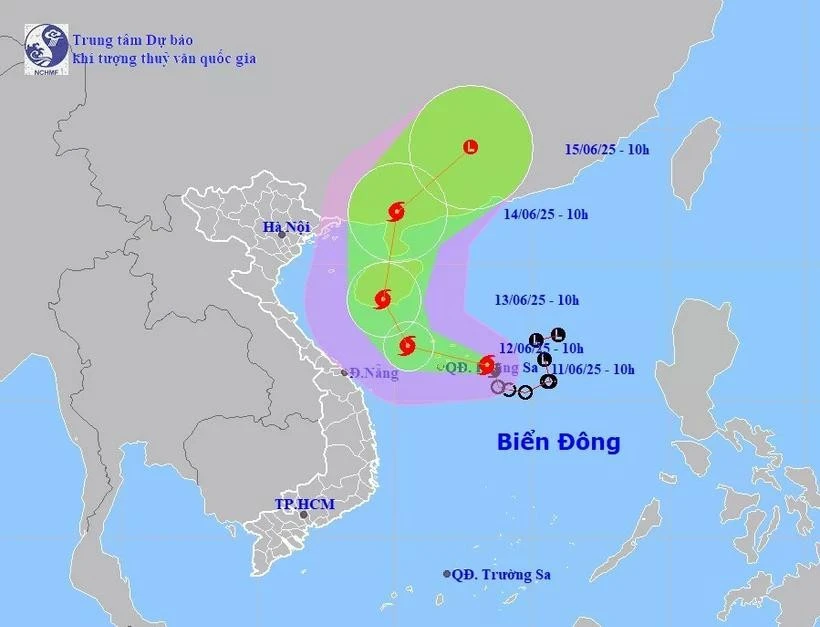 Vị trí và đường đi của bão số 1. (Nguồn: Trung tâm Dự báo Khí tượng Thủy văn Quốc gia)