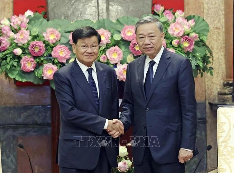 Chủ tịch nước Tô Lâm tiếp Tổng Bí thư, Chủ tịch nước Lào Thongloun Sisoulith, tháng 7/2024 . (Ảnh: TTXVN)