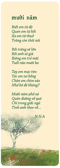 Sách có bookmark là bài thơ "Mười năm" được lấy trong tác phẩm.