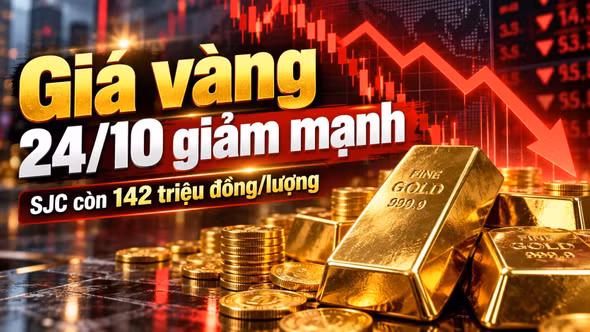 Giá vàng hôm nay 24/10: Vàng thế giới xuống đáy 3 tháng, SJC giảm nhẹ
