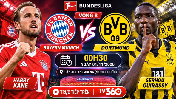 Bayern Munich vs Dortmund 0h30 ngày 1/11: Harry Kane quyết định đại chiến?