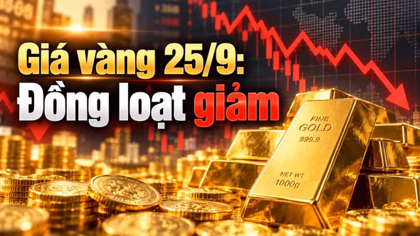 Giá vàng hôm nay 25/9: Vàng miếng và vàng nhẫn đồng loạt đi xuống
