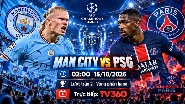 Man City vs PSG, 2h ngày 15/10: Haaland đối đầu Dembele tại Etihad
