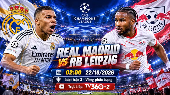 Real Madrid vs RB Leipzig 2h ngày 22/10: Link xem trực tiếp, nhận định dự đoán