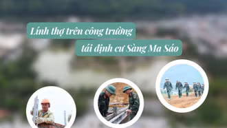 Lính thợ trên công trường tái định cư Sàng Ma Sáo