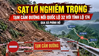 Sạt lở nghiêm trọng, tạm cấm đường nối Quốc lộ 32 với Tỉnh lộ 174 qua xã Phình Hồ