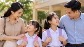 Gia đình có hai con gái có thể được hỗ trợ BHYT, sữa học đường