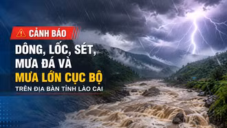 Cảnh báo dông, lốc, sét, mưa đá và mưa lớn cục bộ trên địa bàn tỉnh Lào Cai trong 3 giờ tới