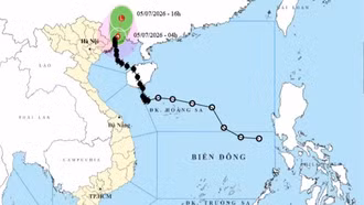 Bão số 1 di chuyển chậm, giảm cường độ và khả năng suy yếu trong ngày 5/7