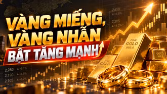 Vàng miếng, vàng nhẫn bật tăng mạnh
