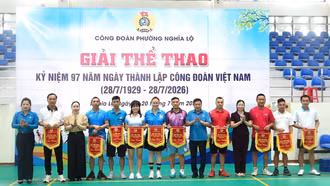 Công đoàn phường Nghĩa Lộ khai mạc Giải thể thao chào mừng 97 năm Ngày thành lập Công đoàn Việt Nam