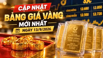 Cập nhật bảng giá vàng mới nhất ngày 13/9/2026