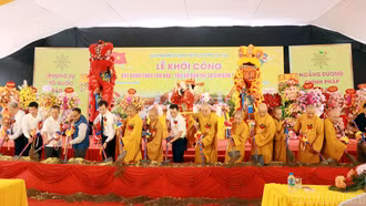 Phó Chủ tịch UBND tỉnh Giàng Quốc Hưng dự Lễ khởi công xây dựng chùa Tân Bảo, Trụ sở Ban Trị sự Giáo hội Phật giáo Việt Nam tỉnh Lào Cai