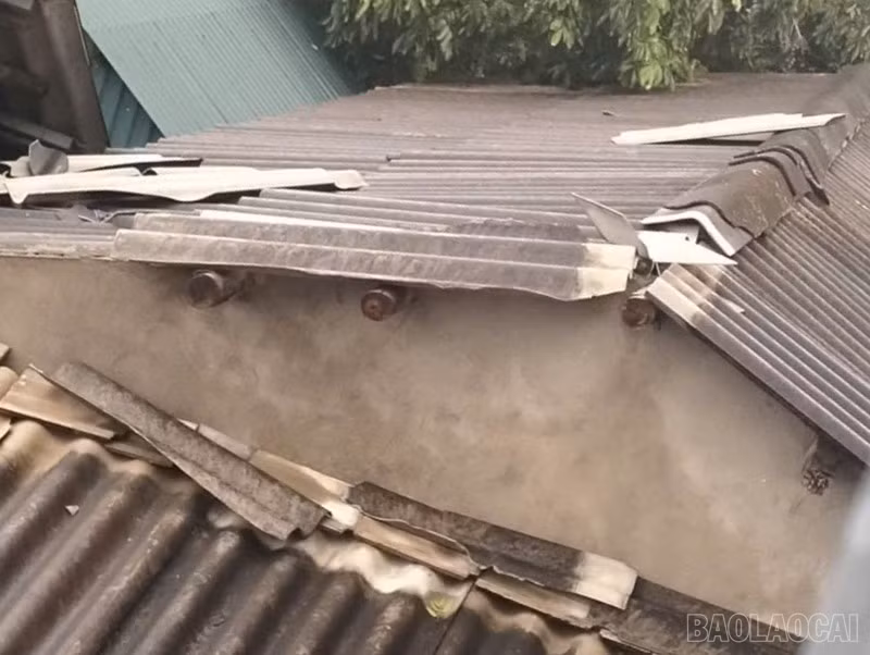 Dông lốc đã gây nhiều thiệt hại nhà ở cho người dân chiều 24/8/2025.