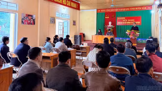Chánh Văn phòng Tỉnh ủy An Hoàng Linh dự sinh hoạt chi bộ thường kỳ tại thôn Lương Thiện