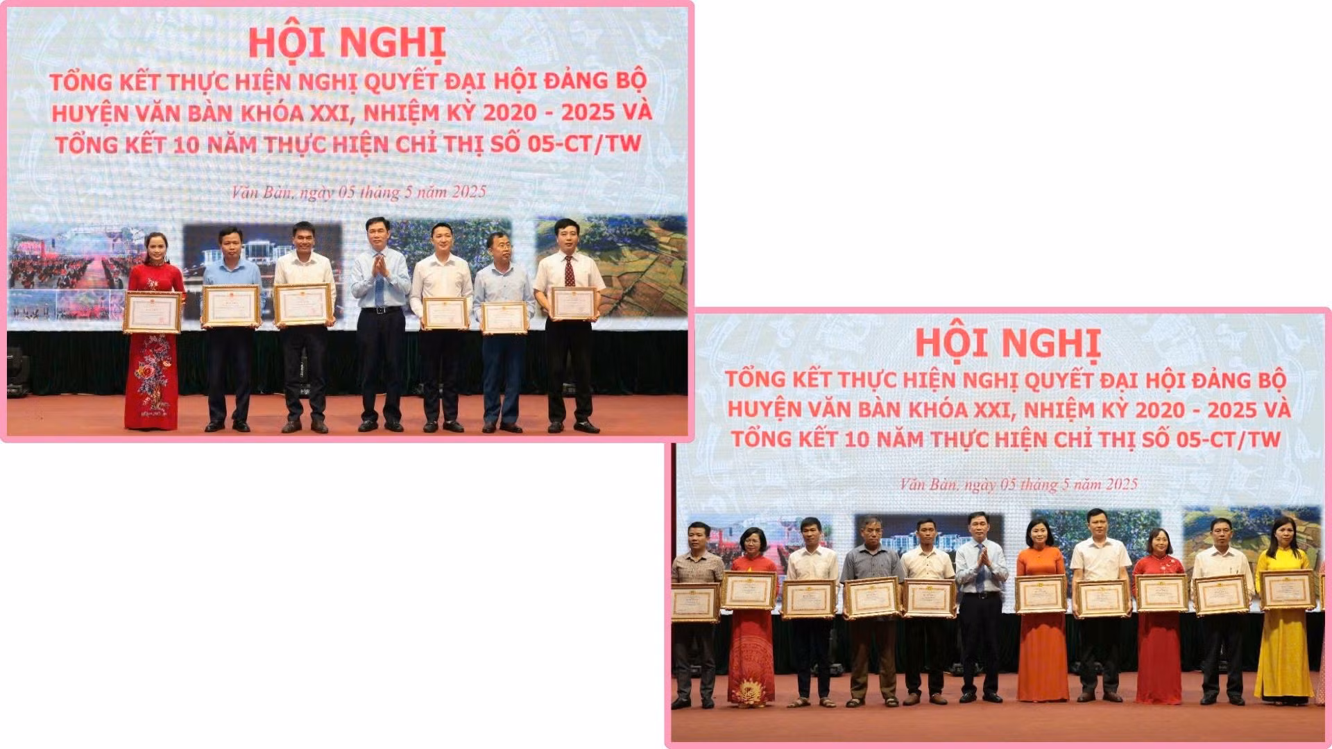 Lãnh đạo huyện Văn Bàn trao Bằng khen cho các tập thể, cá nhân.