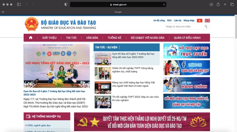 Website chính thức của Bộ Giáo dục và Đào tạo.