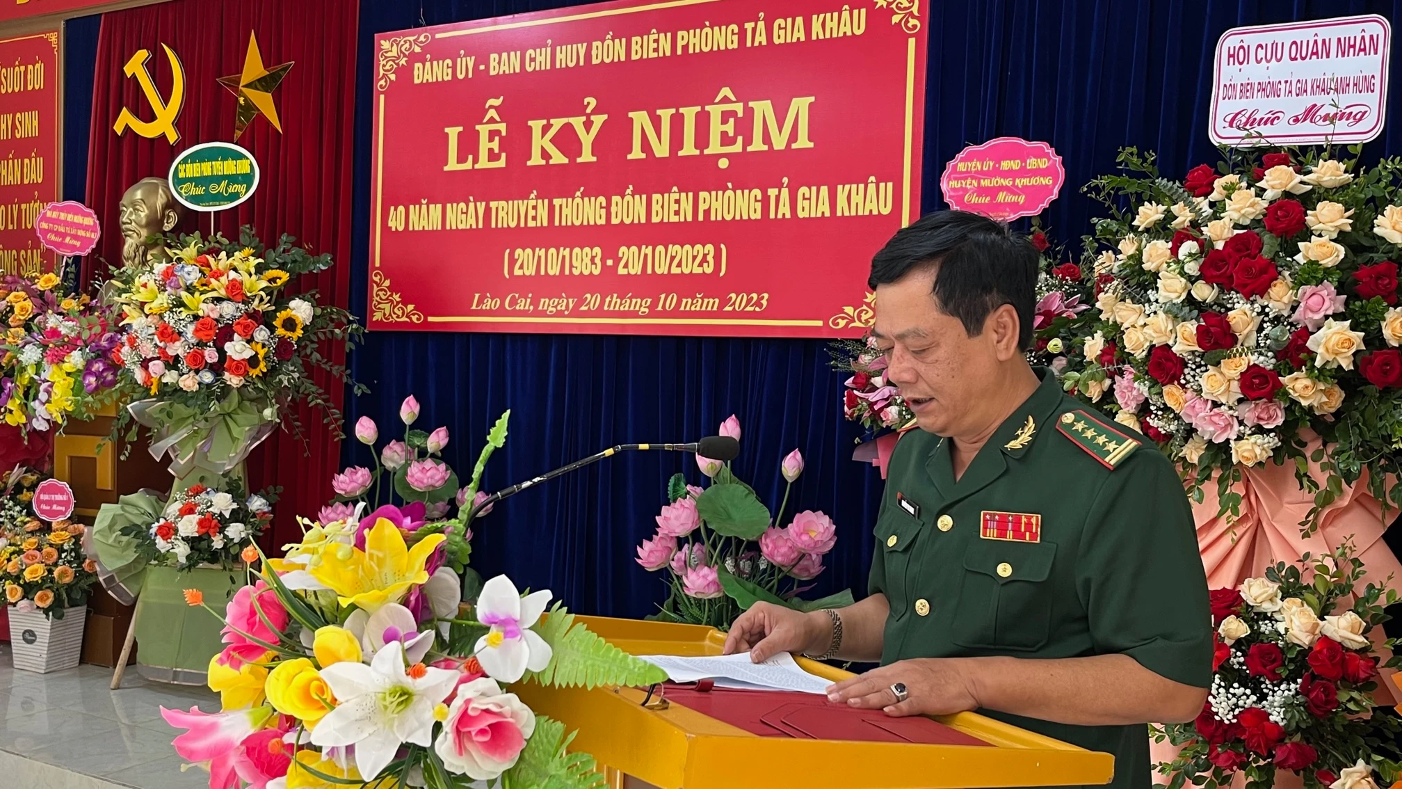 Đai tá Nguyễn Phi Khanh, Chỉ huy Trưởng BĐBP Lào Cai phát biểu tại buổi lễ.jpg