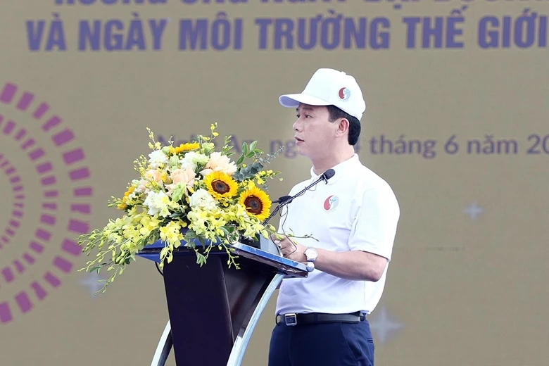 Bộ trưởng Bộ TN&amp;MT Đặng Quốc Khánh phát biểu tại sự kiện.