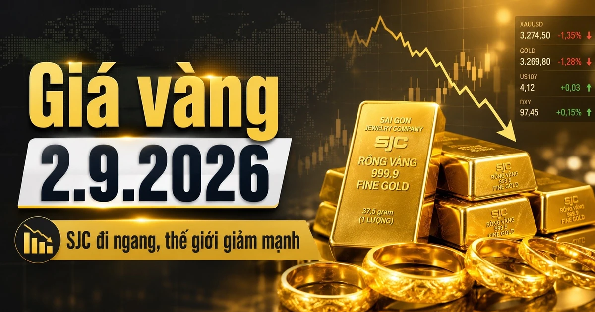 Giá vàng thế giới giảm, vàng trong nước ổn định ngày 2/9/2026