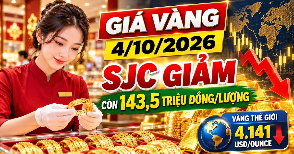Giá vàng ngày 4/10/2026: SJC và vàng nhẫn tiếp tục giảm