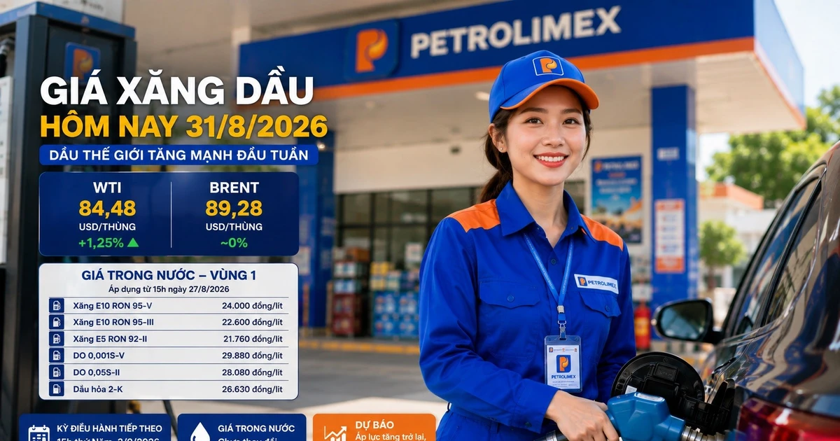 Giá dầu thế giới 31/8/2026 bật tăng đầu tuần