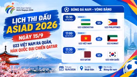 Lịch thi đấu ASIAD 2026 ngày 15/9: U23 Việt Nam ra quân, Hàn Quốc đại chiến Qatar