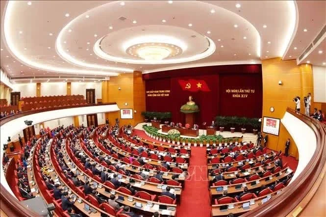 Phiên khai mạc Hội nghị lần thứ tư Ban Chấp hành Trung ương Đảng khóa XIV. Ảnh: Phương Hoa/TTXVN