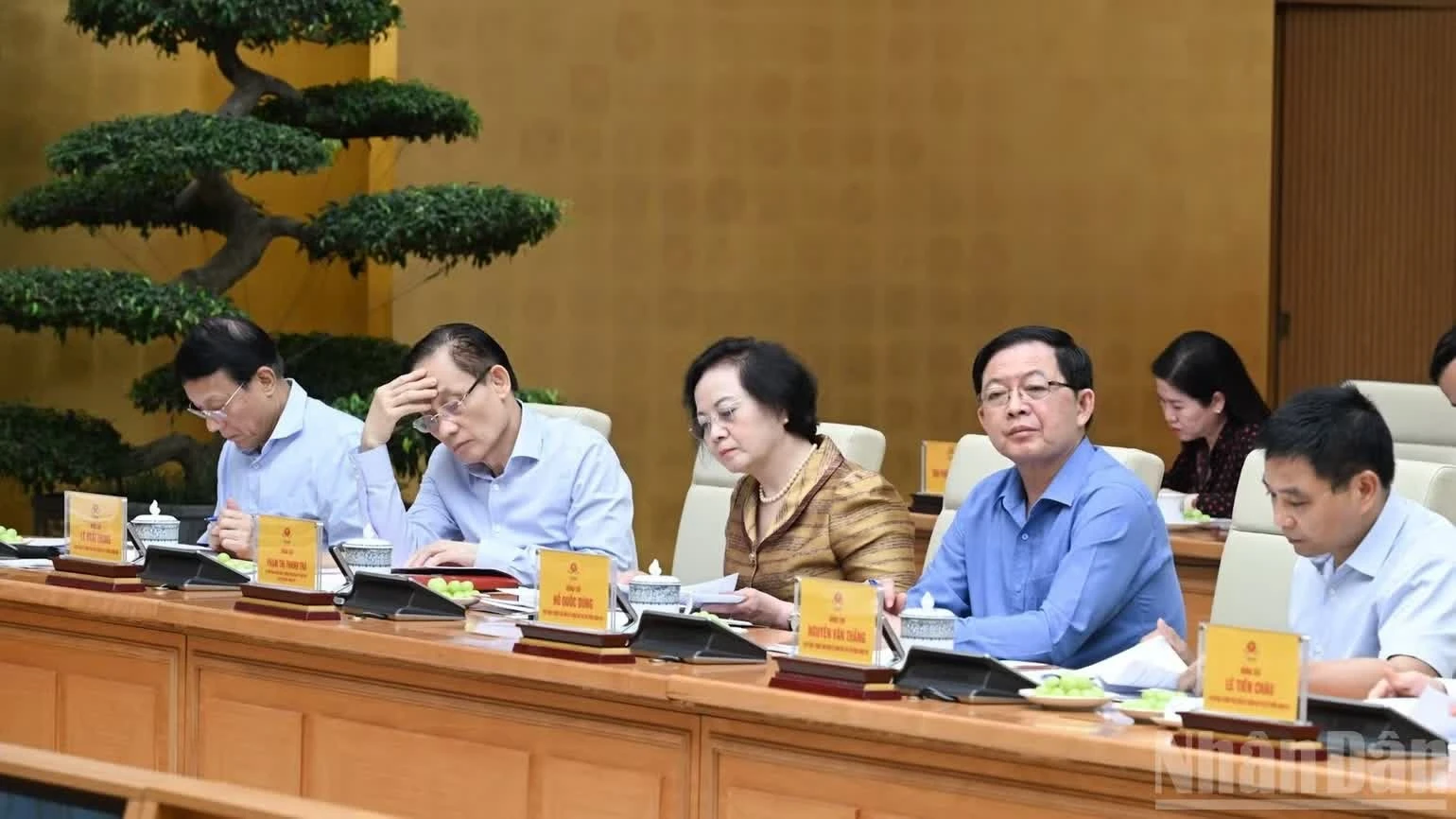 Ban Thường vụ Đảng ủy Chính phủ tham dự hội nghị. (Ảnh: TRẦN HẢI)