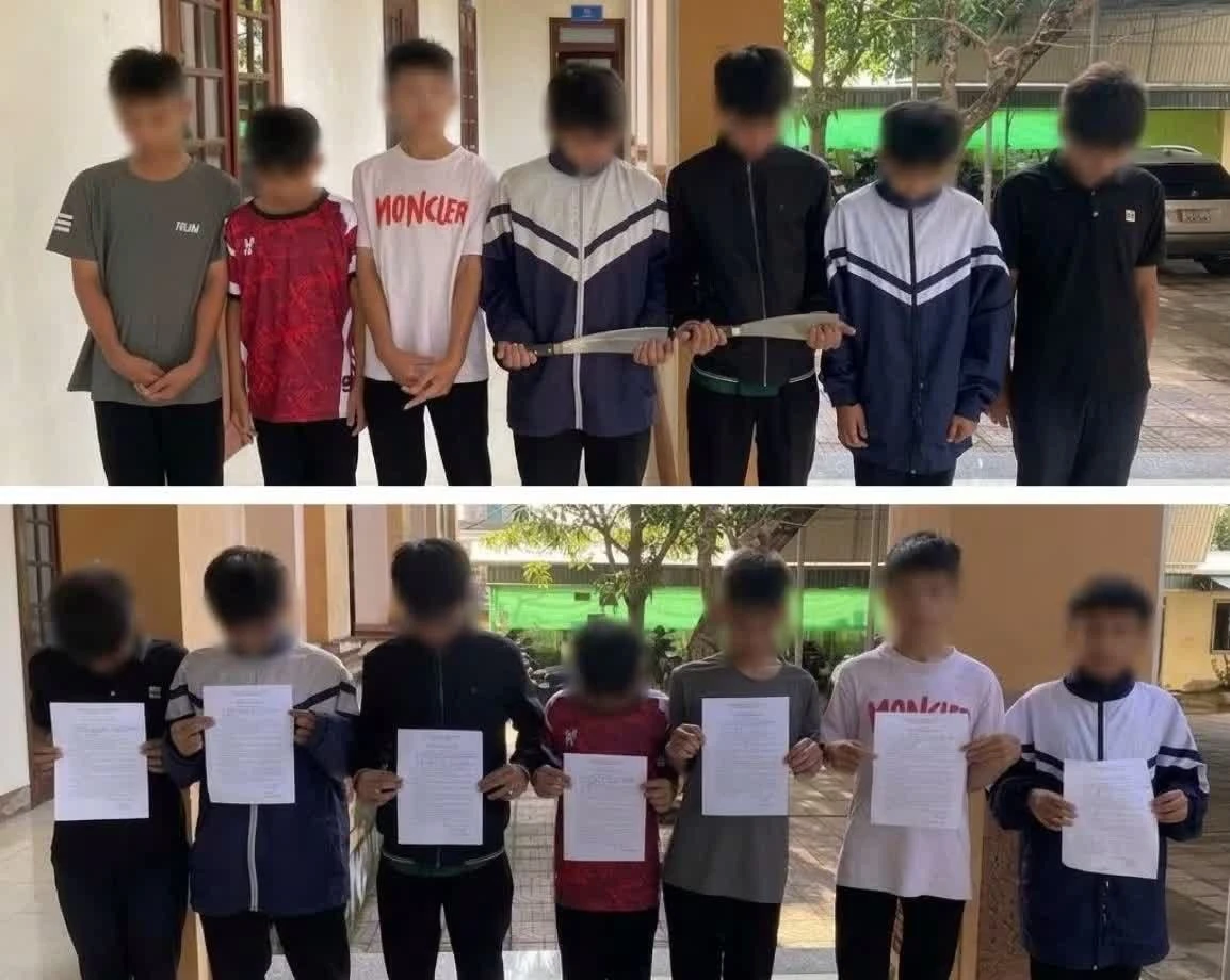 Nhóm học sinh tại cơ quan công an. Ảnh: CACC