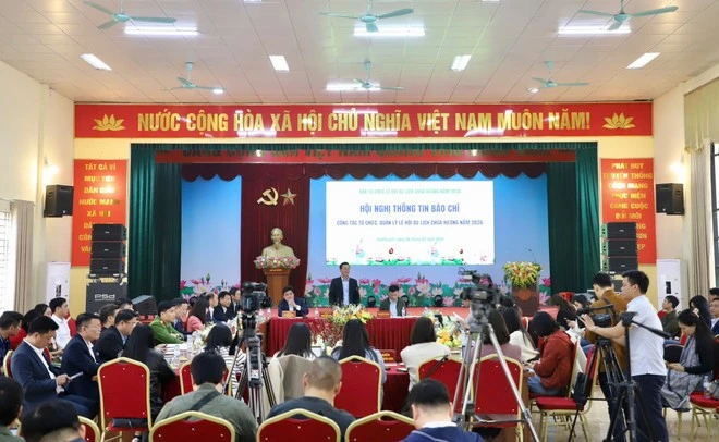 Toàn cảnh hội nghị thông tin về lễ hội 2026.