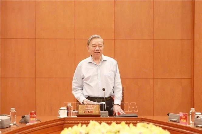 Tổng Bí thư Tô Lâm phát biểu tại buổi làm việc.