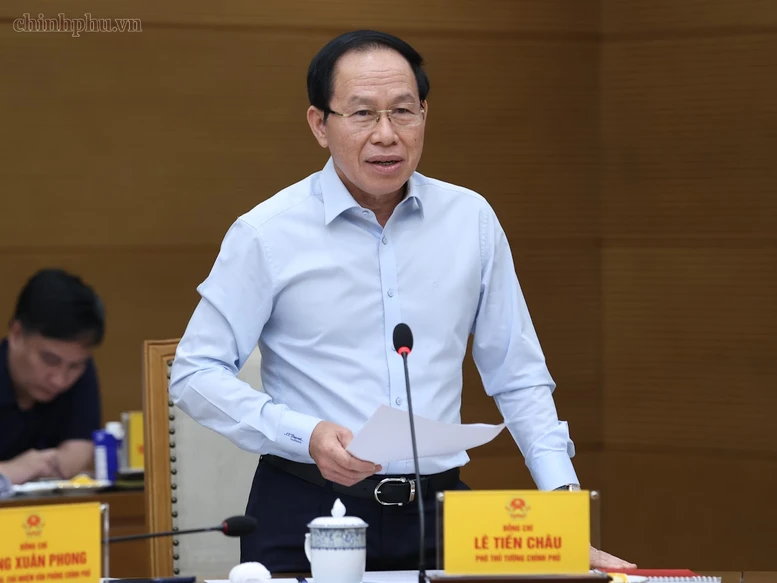 Phó Thủ tướng Chính phủ Lê Tiến Châu phát biểu tại cuộc họp - Ảnh: chinhphu.vn/Nhật Bắc