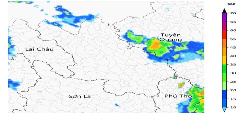 Ảnh radar thời tiết tỉnh Lào Cai lúc 06h20 ngày 25/7/2026.