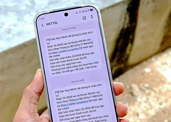 Việc tình trạng xác thực thông tin của thuê bao sẽ được nhà mạng gửi thông báo qua tin nhắn.
